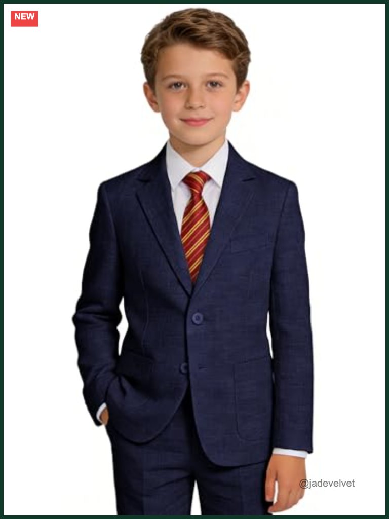 Lightweight Slim Fit 3 Piece Formal Suit Blazer Pants Tie Set Kids Tuxedo